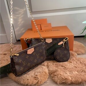 Louis Vuitton Brown Monogram Crossbody Bag Set